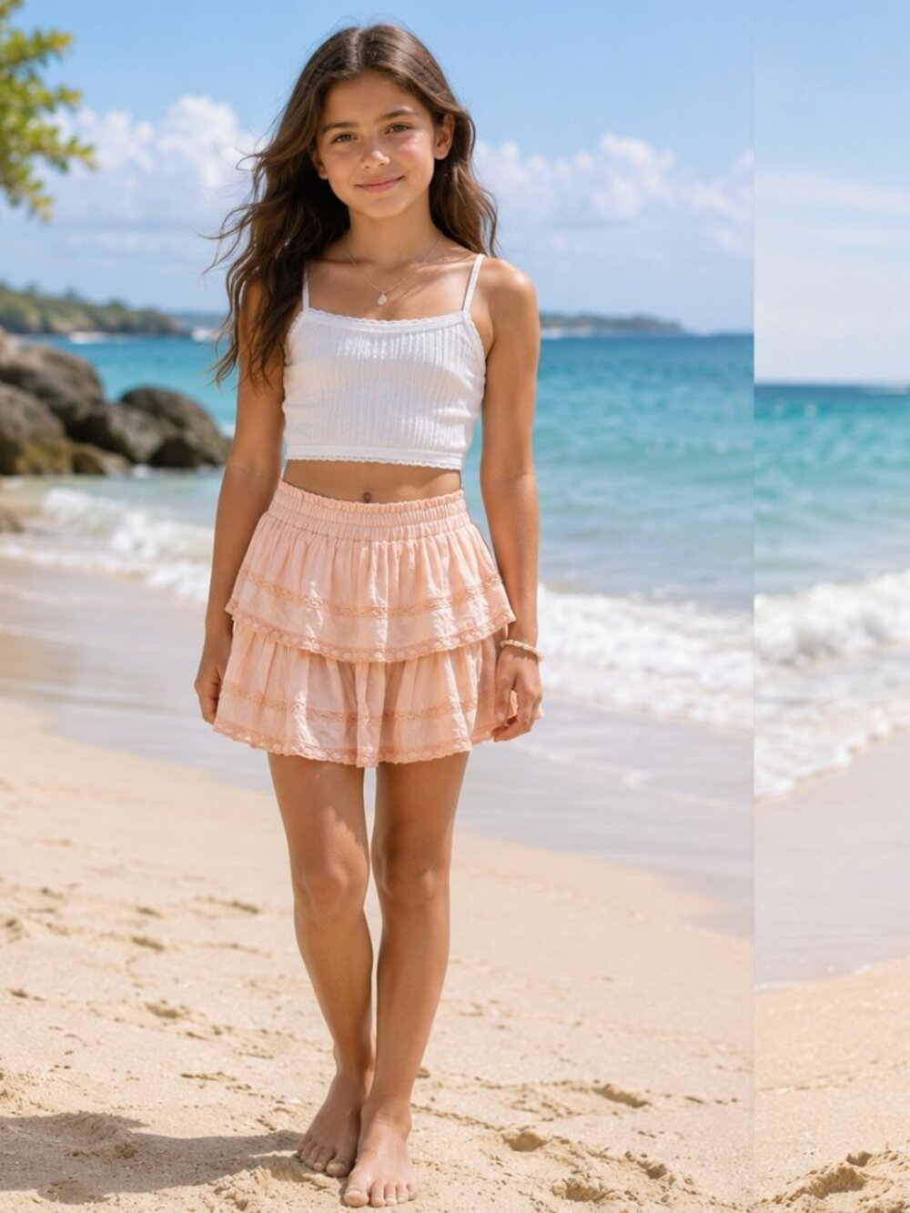 Loveshackfancy Ruffle Girls Mini Skirt Lace Trim Smocked Cotton 12 Years 288319